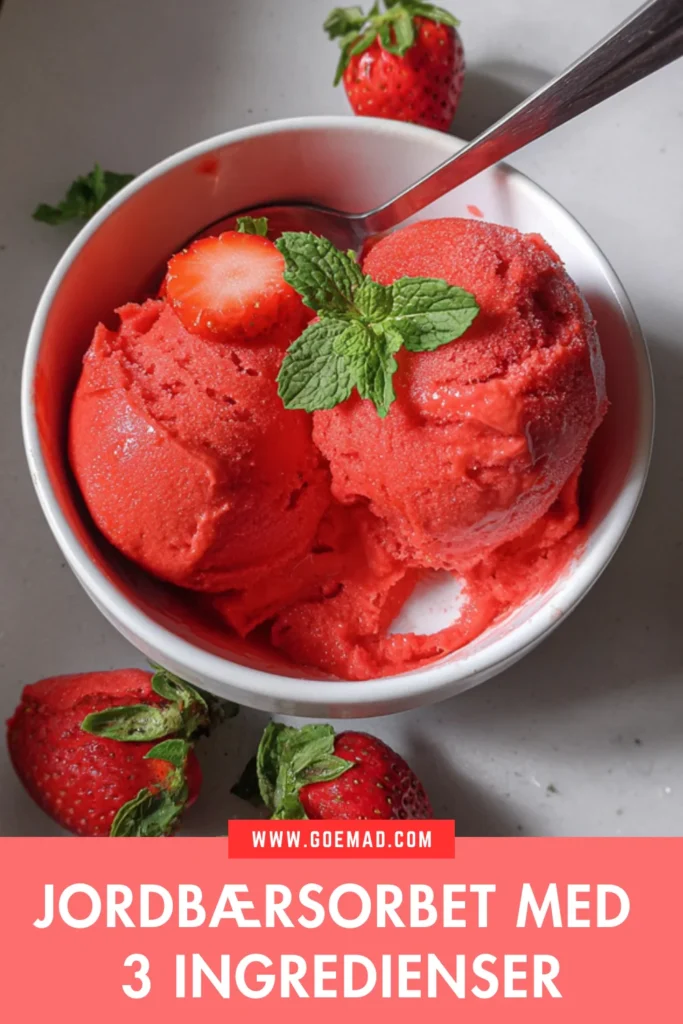 Jordbærsorbet med 3 ingredienser på 5 min