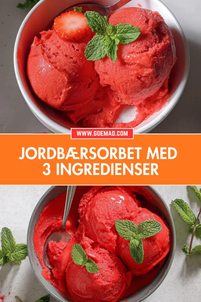 Jordbærsorbet med 3 ingredienser på 5 min