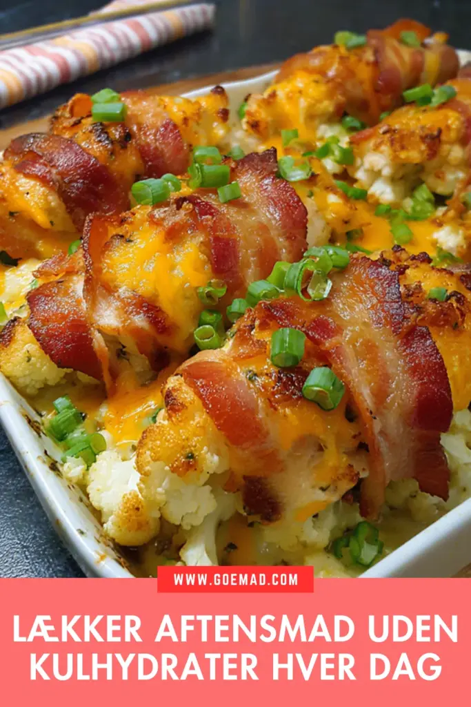 Nem aftensmad uden kulhydrater: blomkål, kylling og bacon i ovn