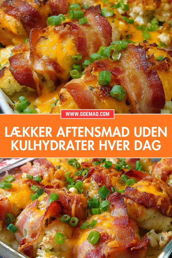 Nem aftensmad uden kulhydrater: blomkål, kylling og bacon i ovn