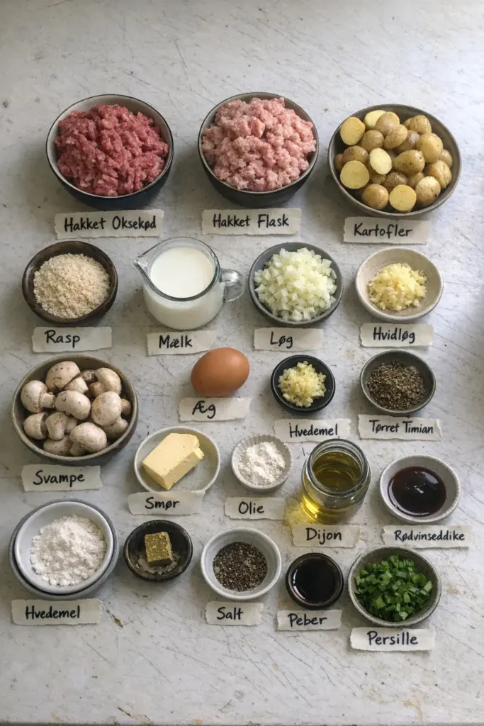 Klassiske kødboller i svampesauce: nem opskrift med sprøde ovnkartofler