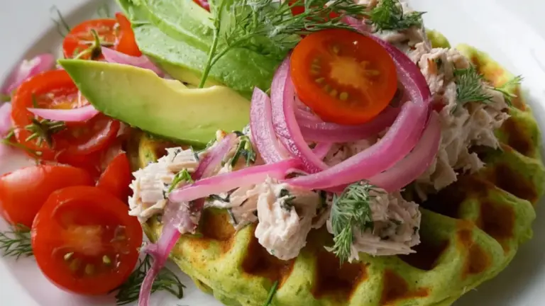 Prøv spinatvafler med cremet tunsalat og frisk avocado i dag