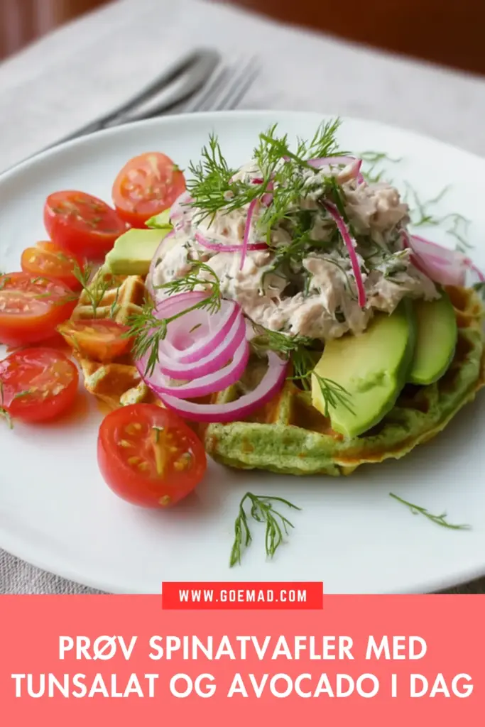 Prøv spinatvafler med cremet tunsalat og frisk avocado i dag