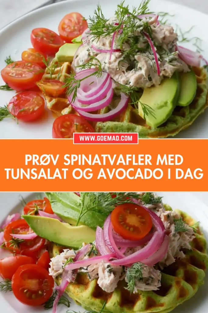 Prøv spinatvafler med cremet tunsalat og frisk avocado i dag