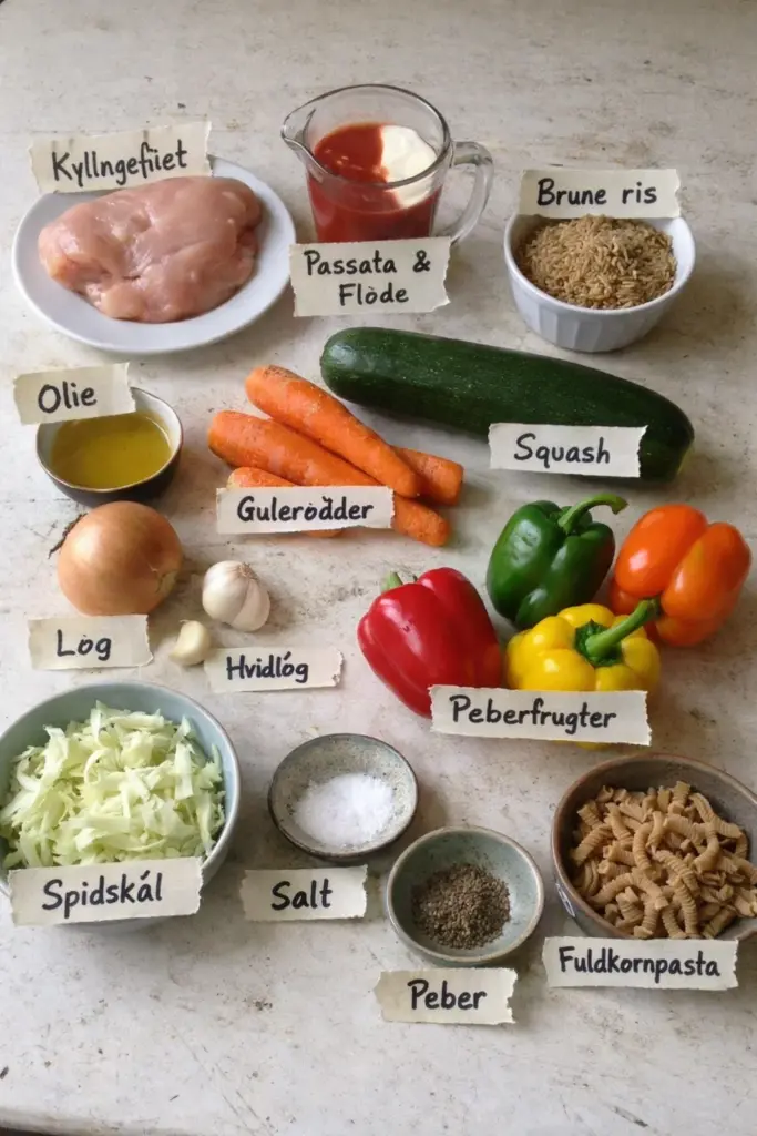 Sund aftensmad der rent faktisk mætter: nem opskrift med kylling og grøntsager