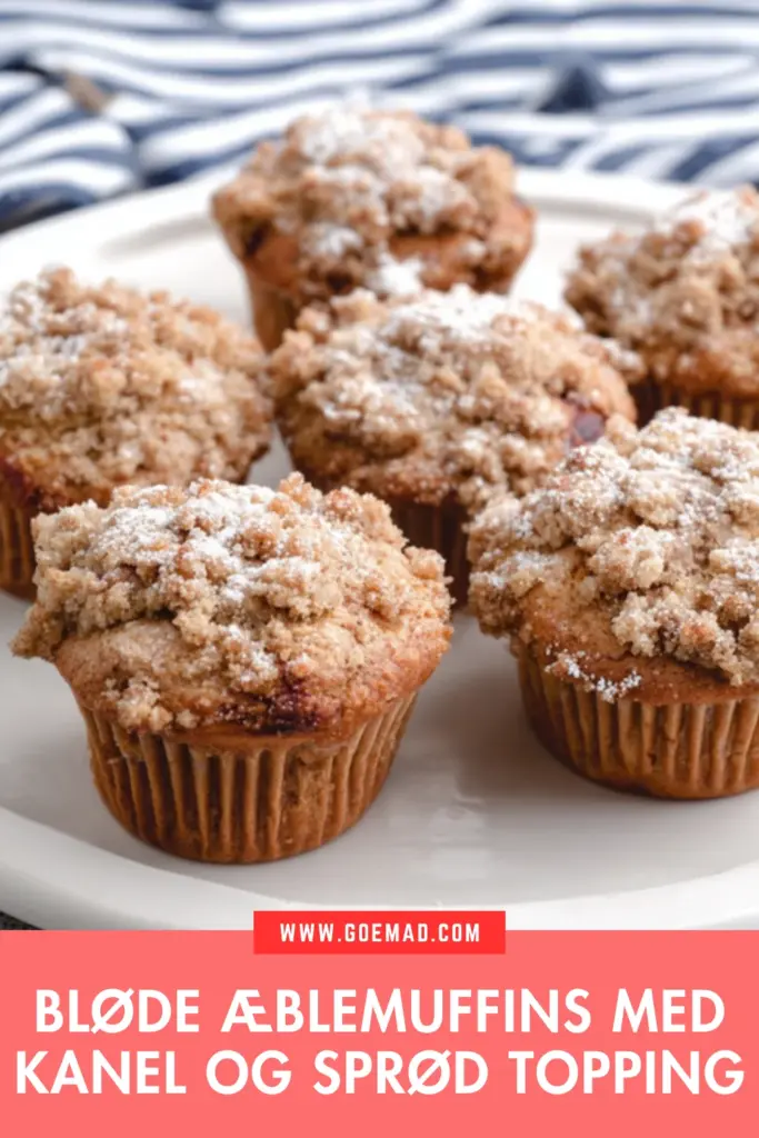 Bløde æblemuffins med kanel og sprød crumble topping