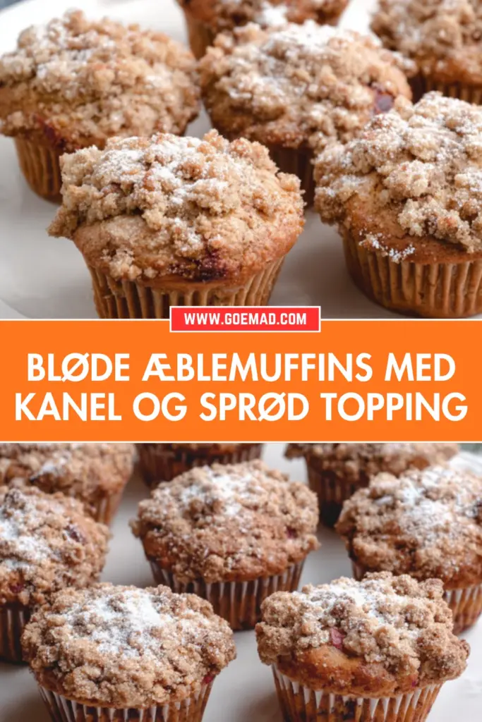 Bløde æblemuffins med kanel og sprød crumble topping