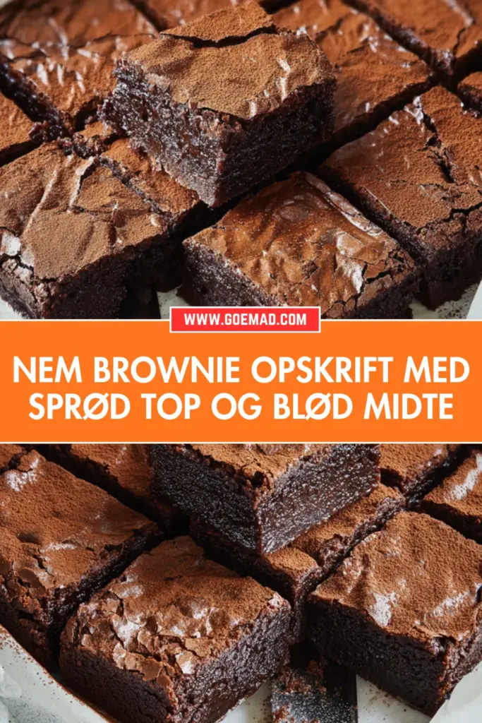 Klassisk brownie opskrift med sprød top og blødt chokoladeindre