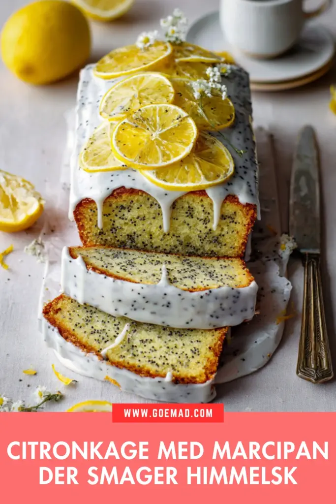 Nem citronkage med marcipan, birkes og sprød citronglasur