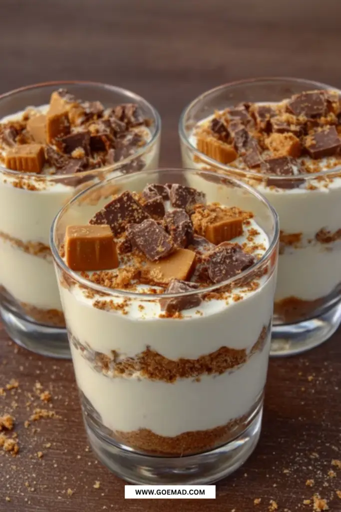 Daim cheesecake i glas: nem opskrift uden bagning til dessert