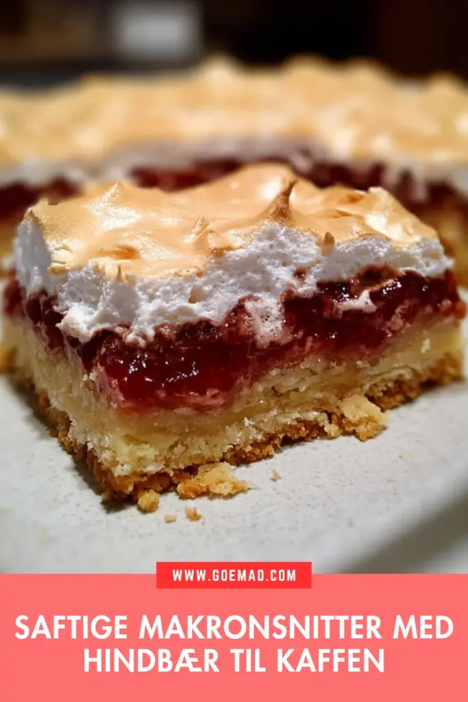 Saftige makronsnitter med hindbær: den bedste hjemmelavede opskrift