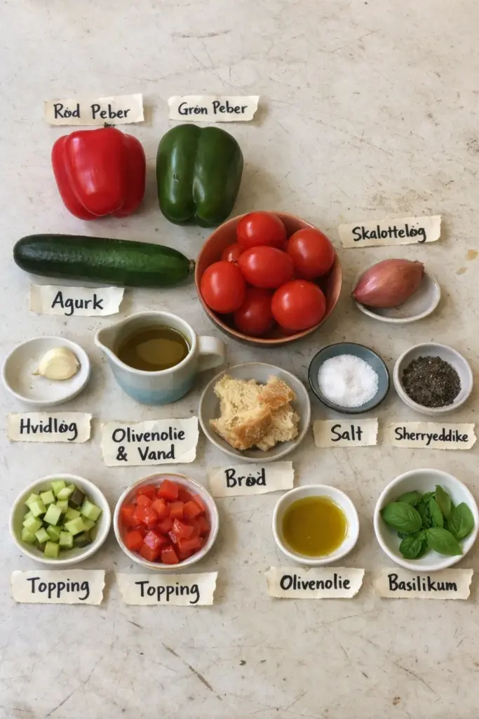 Nem gazpacho opskrift med friske grøntsager: sommer i en skål