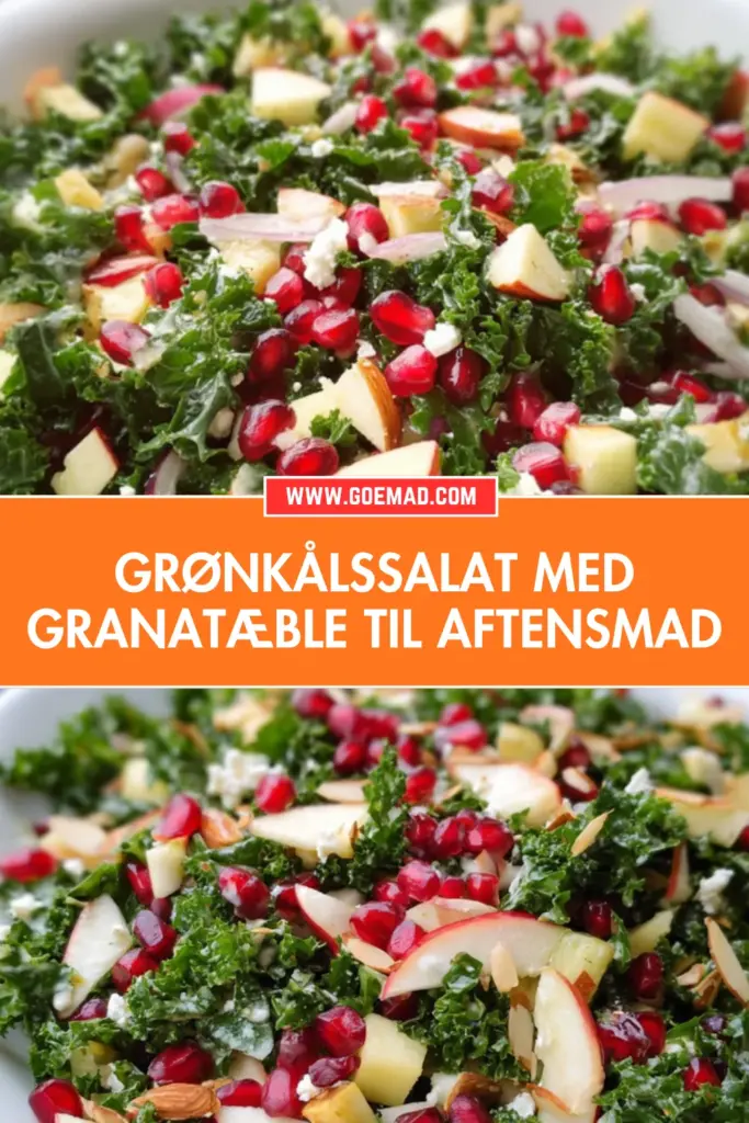 Grønkålssalat med granatæble og sennepsdressing til en lækker hverdagsaftensmad