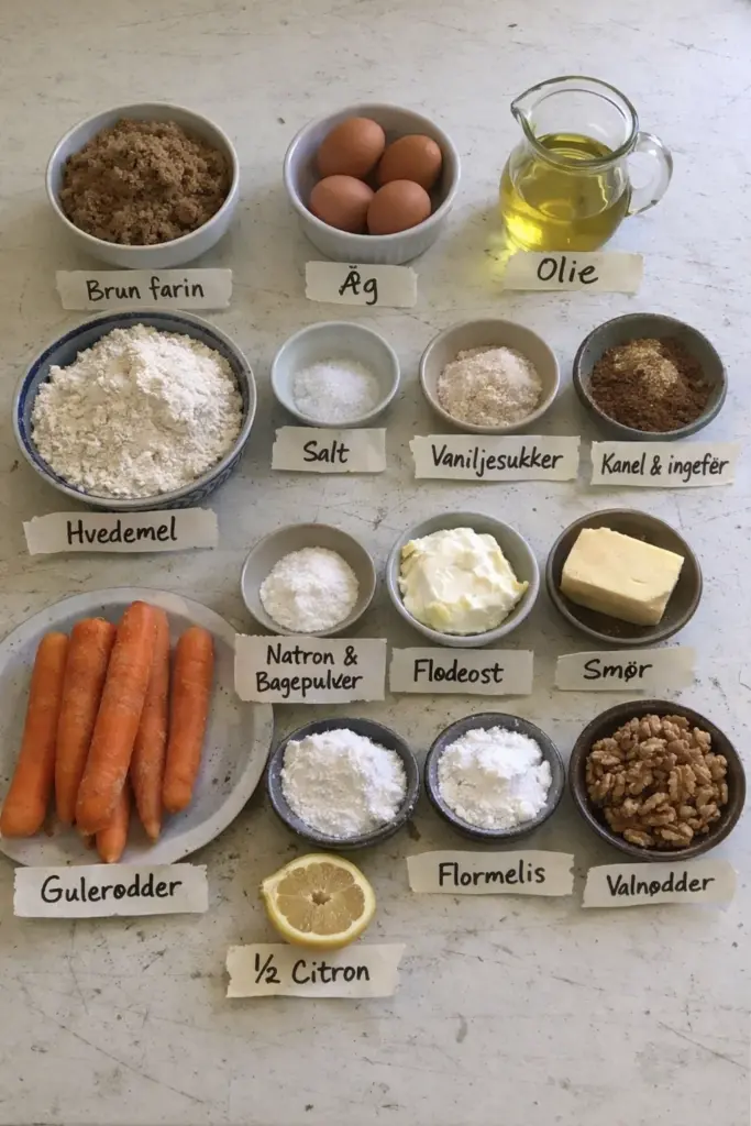 Nem gulerodskage med sprød cream cheese topping