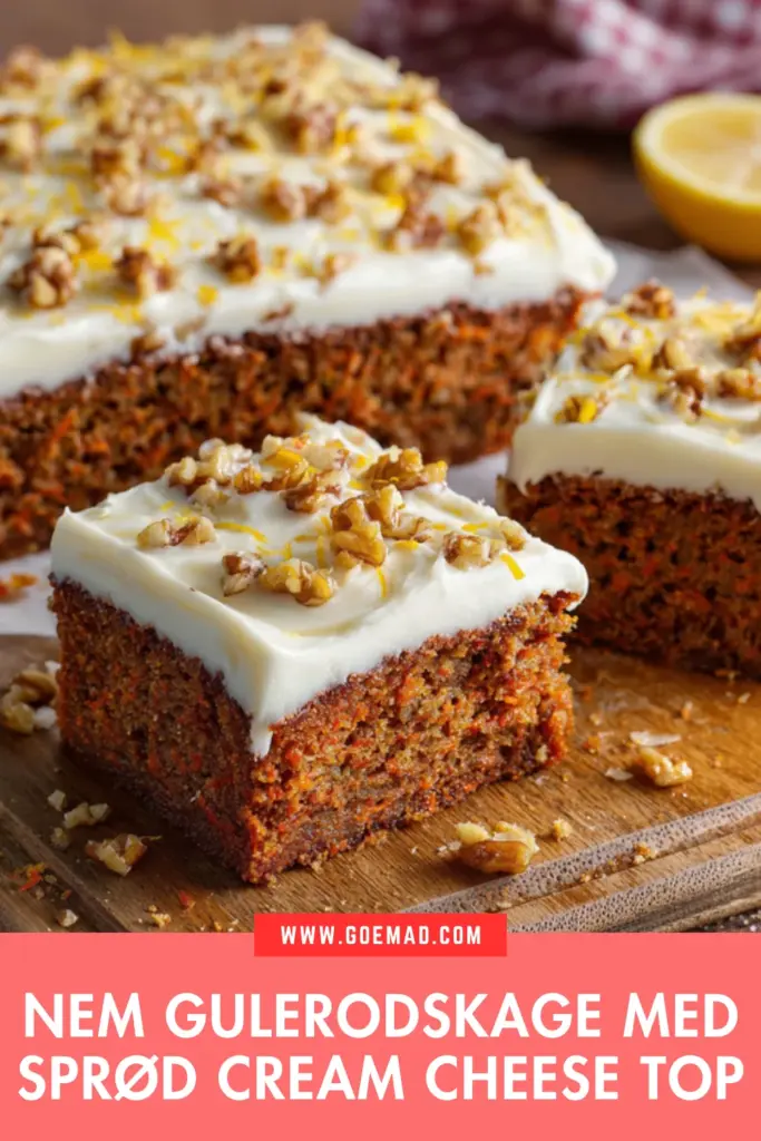 Nem gulerodskage med sprød cream cheese topping