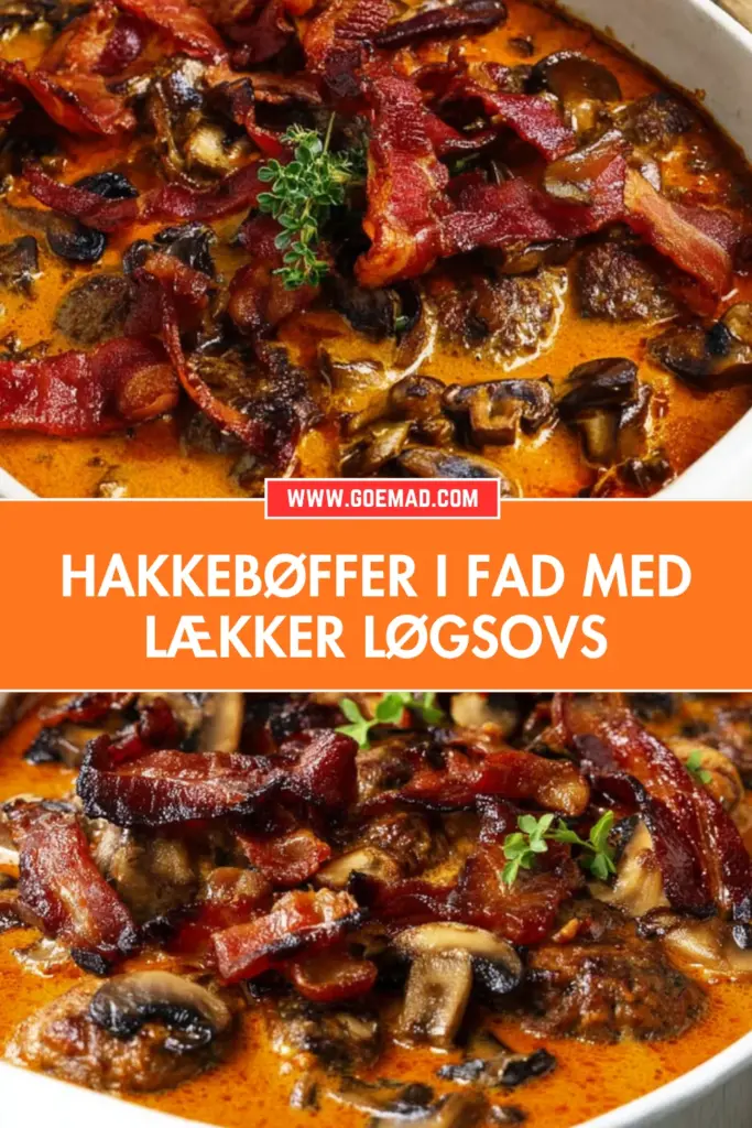 Saftige hakkebøffer i fad med hjemmelavet løgsovs og kartoffelmos