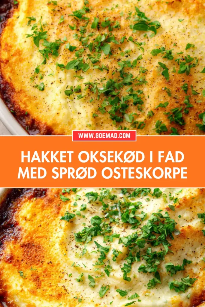 Hakket oksekød i fad med blomkålsmos og rasp: enkel aftensmad der samler sig selv