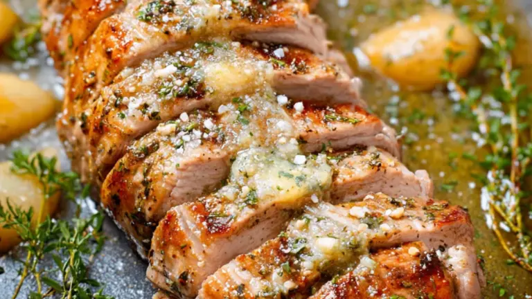 Hasselback svinemørbrad med sprød overflade og hvidløgssmør