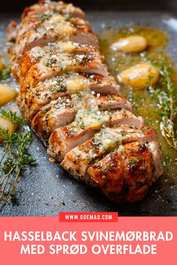Hasselback svinemørbrad med sprød overflade og hvidløgssmør