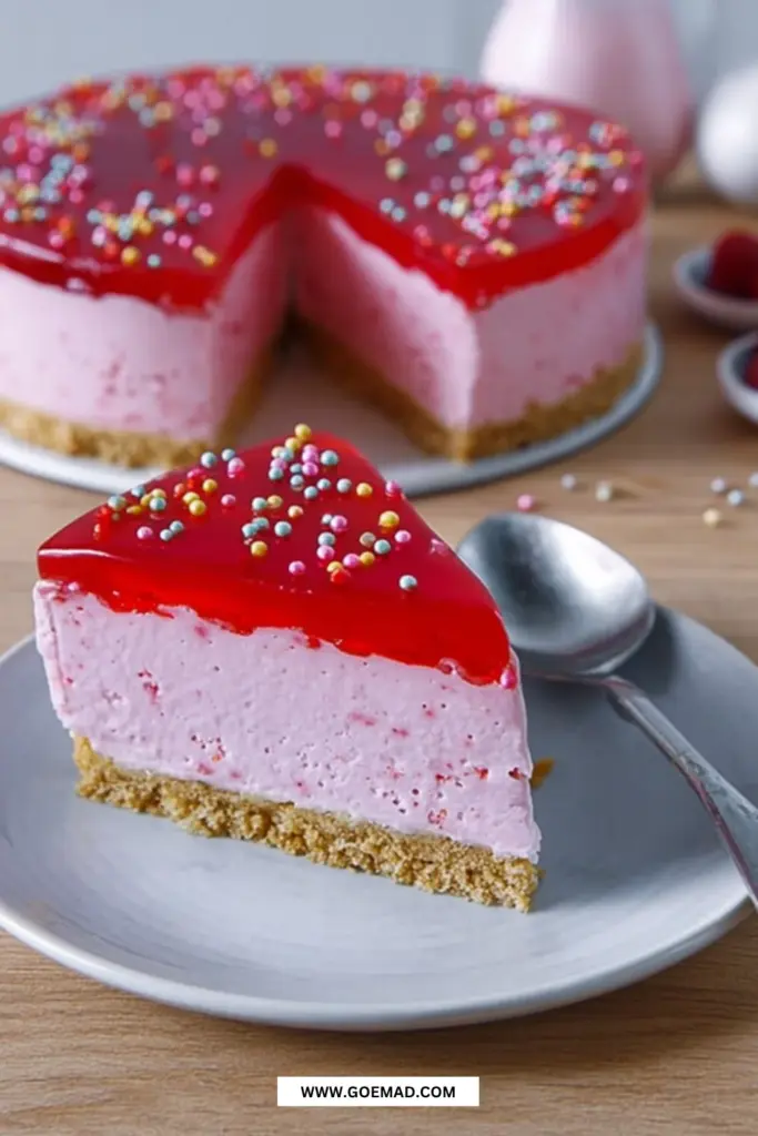 Nem hindbær cheesecake med hvid chokolade og hindbærgelé