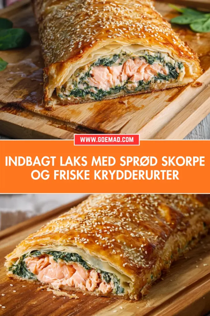 Indbagt laks med sprød butterdejsskorpe og friske krydderurter