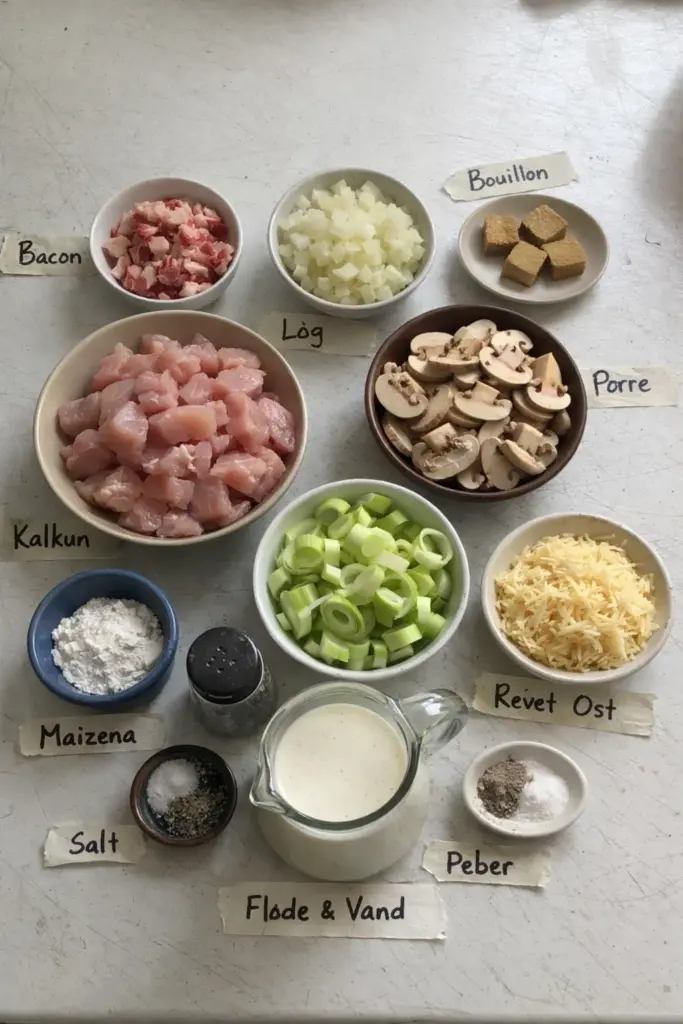 Nem kalkunret i ovn med fløde, porrer og bacon: sådan gør jeg det