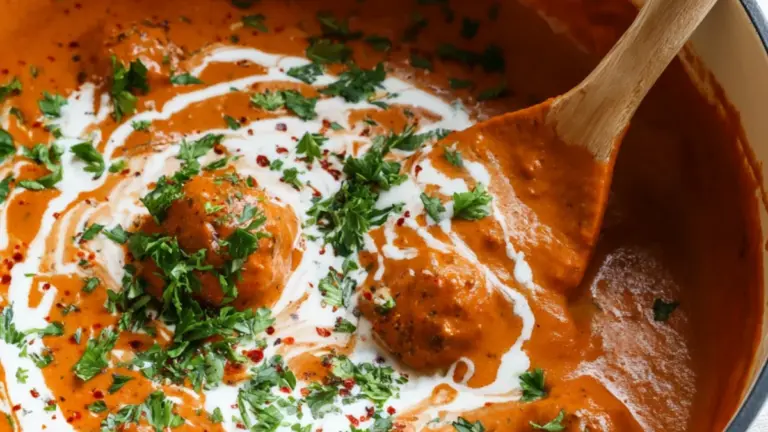 Kødboller i karry: hjemmelavet karrysauce med yoghurt og fløde