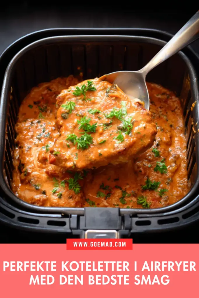 Perfekte koteletter i airfryer med cremet tomatsauce og ris