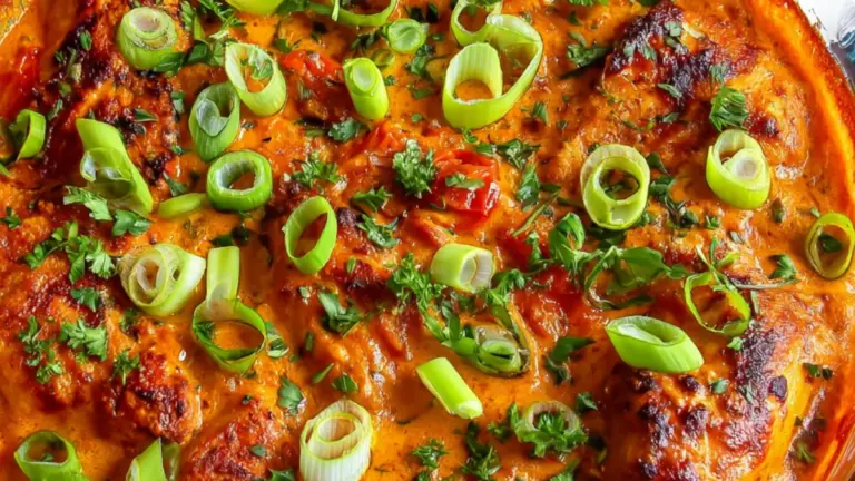 Saftig kylling i fad med sprød bacon og cremet ostesauce