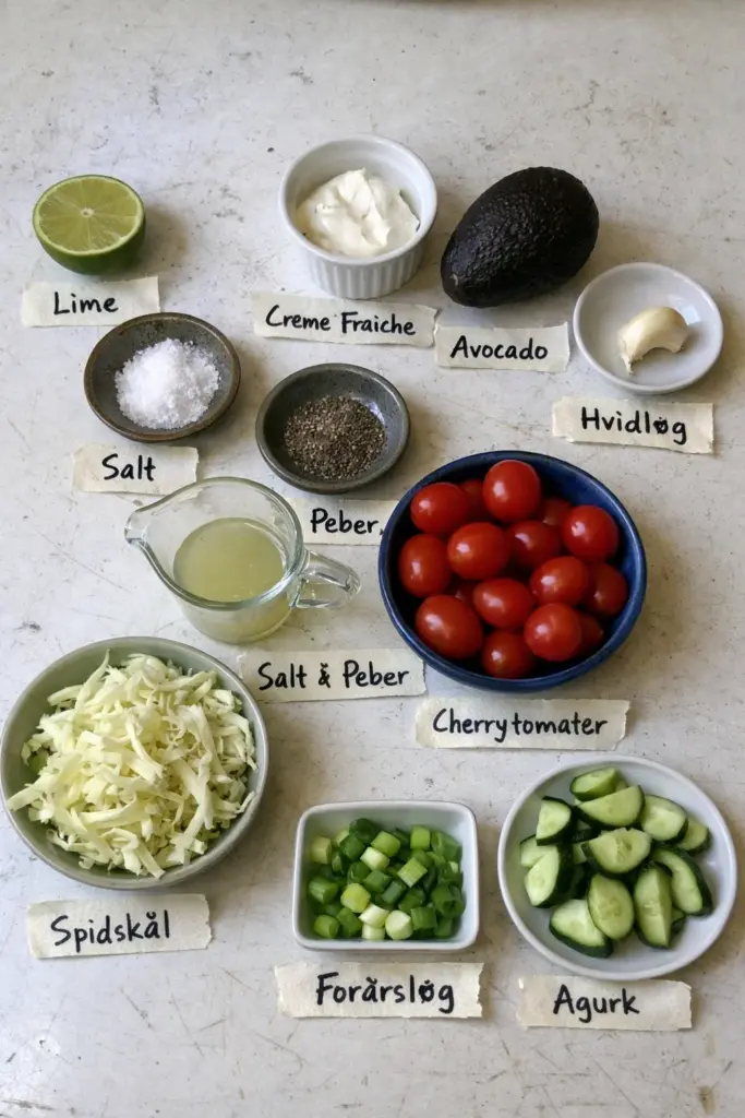 Spidskålssalat med avocado og creme fraiche: sprød, cremet og fuld af smag