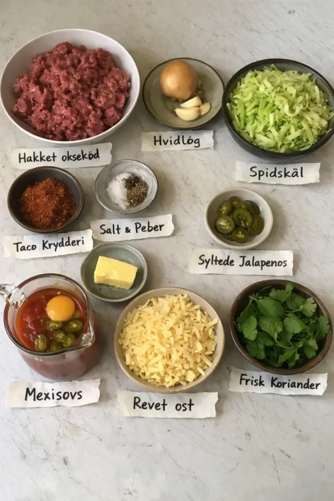 Nem mexicansk burgerfad med sprød ost og fyldig mexisovs