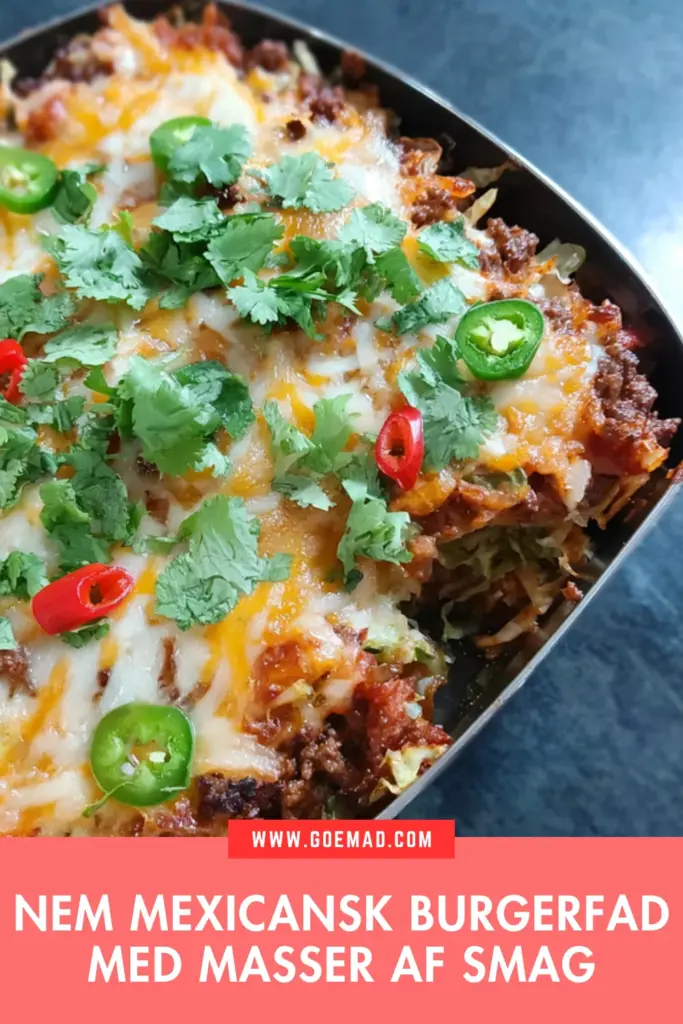Nem mexicansk burgerfad med sprød ost og fyldig mexisovs