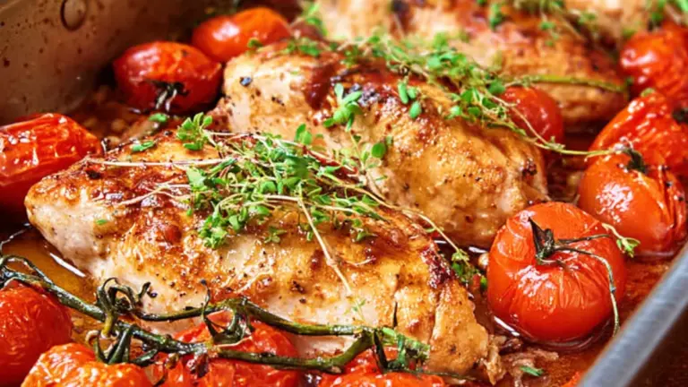 Kylling med tomater i ovnen: nem opskrift med marinade og friske krydderurter