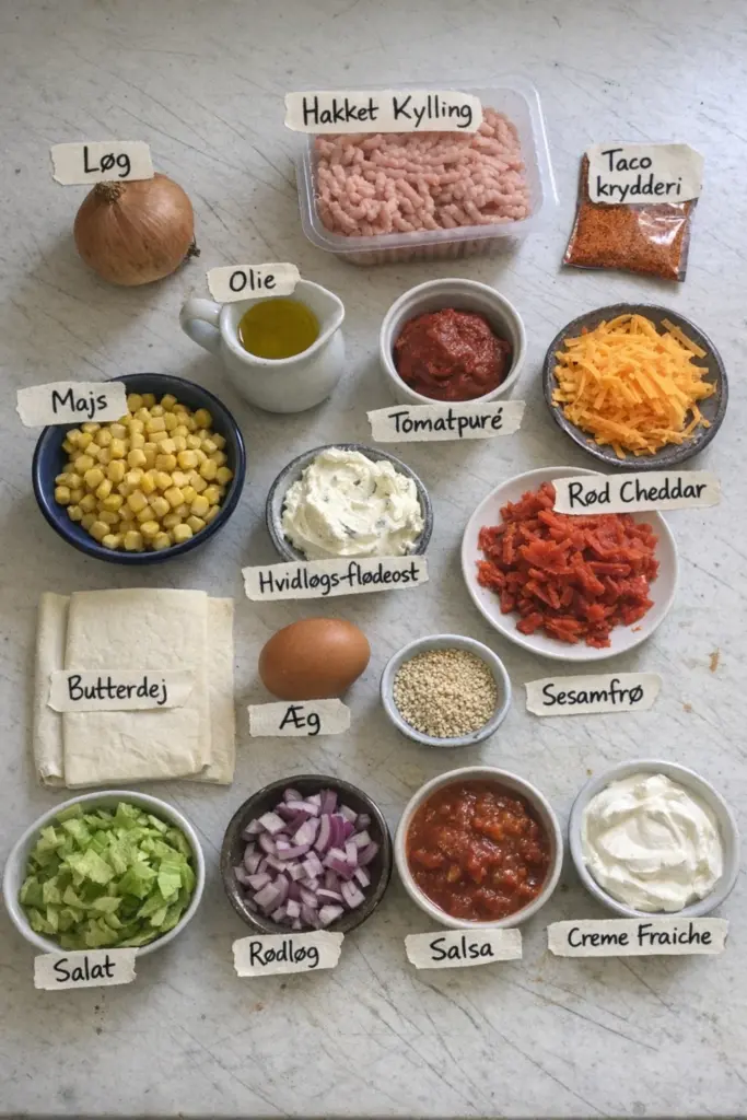 Omvendt tacotærte med sprød butterdej og kylling: nem hverdagsopskrift