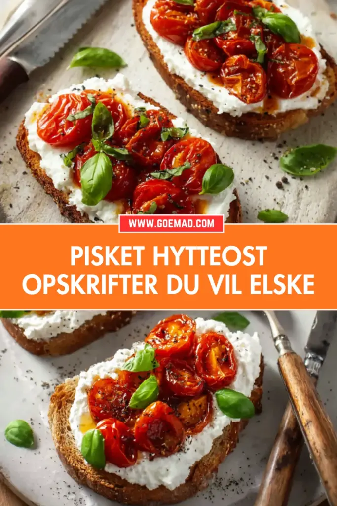 Pisket hytteost på ristet brød: nem opskrift med honningbagte cherrytomater