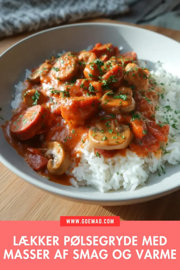 Nem pølsegryde med bacon, svampe og flødesauce: klassisk comfort food