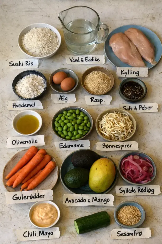 Nem poke bowl med kylling fuld af smag og farve