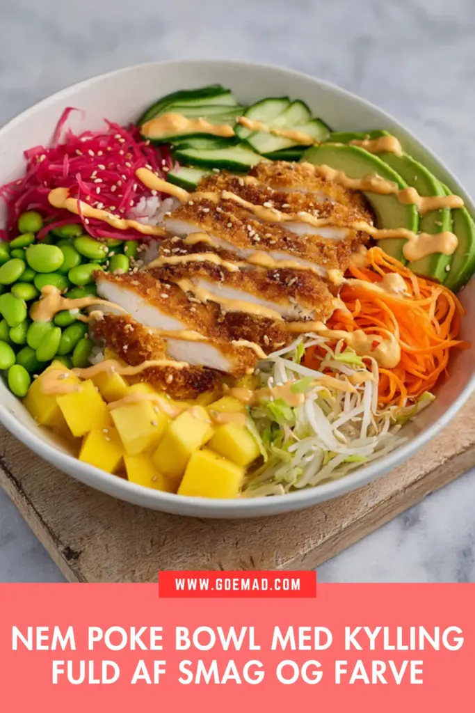 Nem poke bowl med kylling fuld af smag og farve