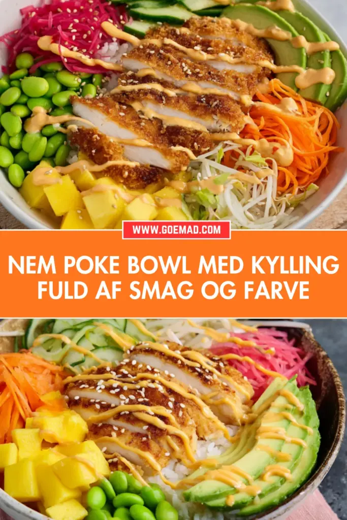 Nem poke bowl med kylling fuld af smag og farve