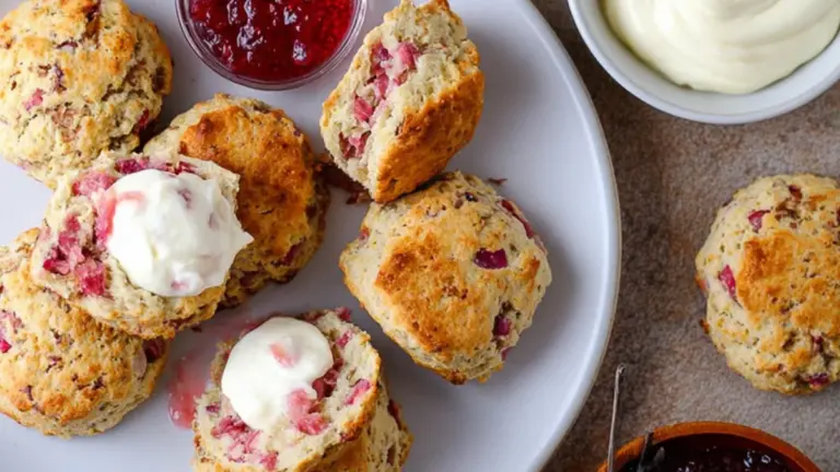 Sprøde rabarber scones der smelter på tungen