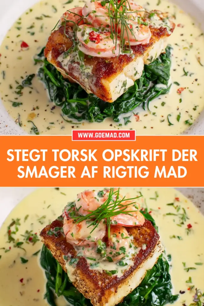 Klassisk stegt torsk: nem opskrift med cremet hvidvinssauce og rejer