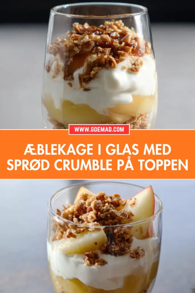 Nem æblekage i glas med granola crumble på toppen