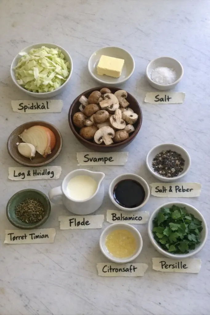 Svampe à la crème på sprød spidskål: nem og cremet hverdagsret