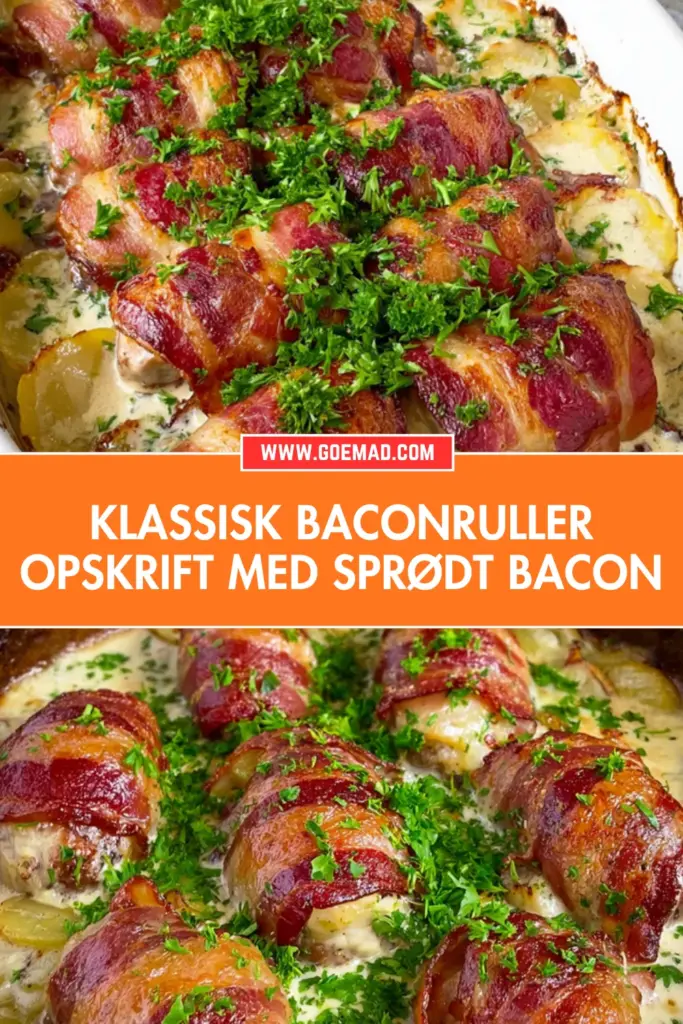 Klassisk baconruller opskrift bagt i ovn med fløde, porre og kartofler