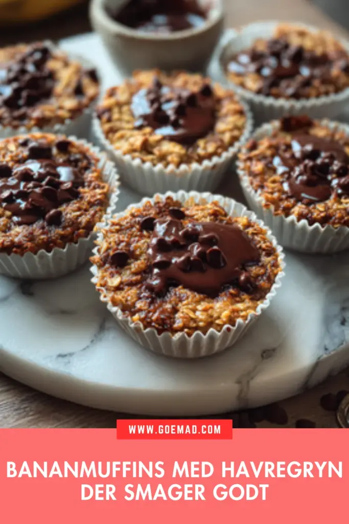 Bananmuffins med havregryn og chokolade: blød, nem og fuld af smag