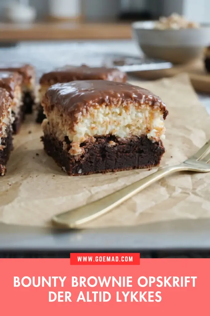 Bounty brownie opskrift med kokos og ganache: sådan gør jeg det