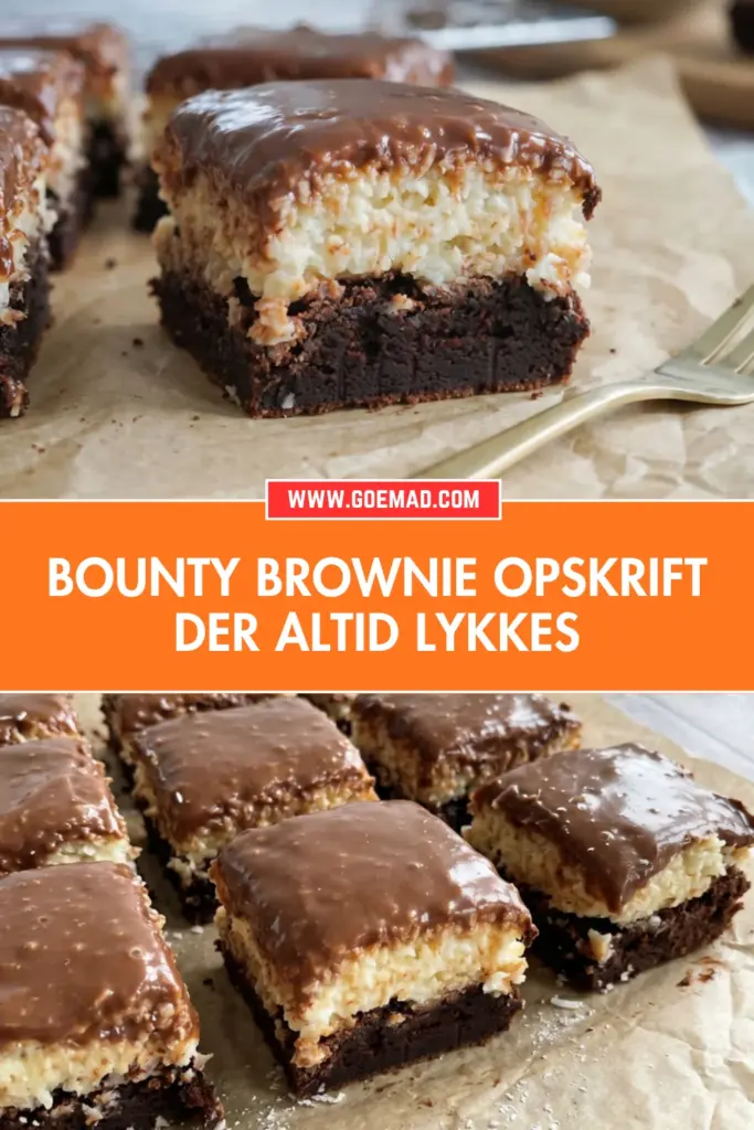 Bounty brownie opskrift med kokos og ganache: sådan gør jeg det
