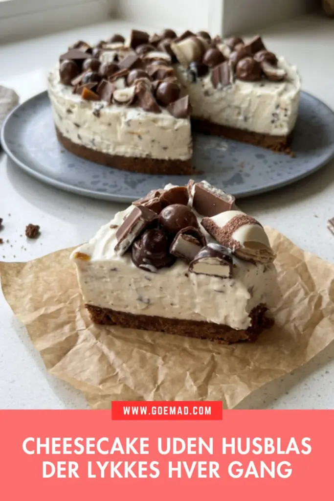 Cremet cheesecake uden husblas med Daim: nem opskrift uden bagning