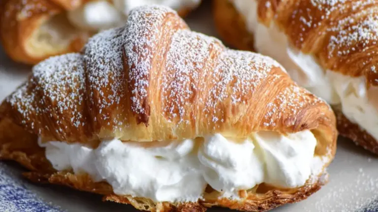Fastelavnsboller croissant: sprød dej med marcipan og flødeskum