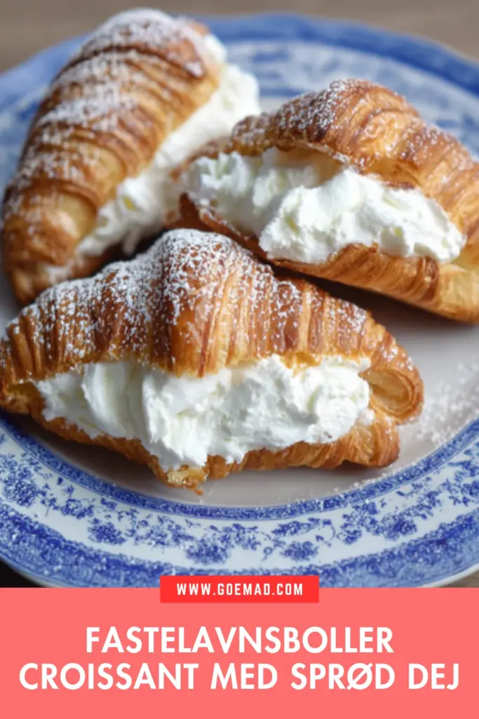 Fastelavnsboller croissant: sprød dej med marcipan og flødeskum